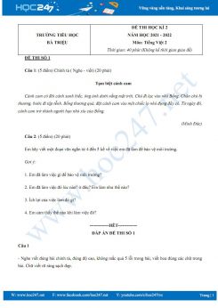 Bộ 3 đề thi HK2 môn Tiếng Việt 2 CD có đáp án năm 2021-2022 Trường Bà Triệu