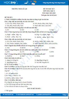 Bộ 5 đề thi HK2 môn Hóa học 8 năm 2021-2022 có đáp án Trường THCS Lê Lợi