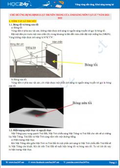 Chủ đề ứng dụng định luật truyền thẳng của ánh sáng môn Vật Lý 7 năm 2021-2022