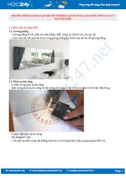 Phương pháp giải bài tập chủ đề về định luật phản xạ ánh sáng môn Vật Lý 7 năm 2021-2022