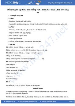 Đề cương ôn tập HK2 môn Tiếng Việt 1 năm 2021-2022 Chân trời sáng tạo