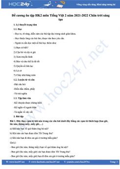 Đề cương ôn tập HK2 môn Tiếng Việt 2 năm 2021-2022 Chân trời sáng tạo