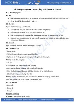 Đề cương ôn tập HK2 môn Tiếng Việt 5 năm 2021-2022