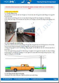 Phương pháp giải bài tập về chuyển động cơ học môn Vật Lý 8 năm 2021-2022