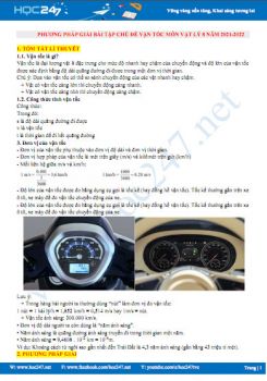 Phương pháp giải bài tập chủ đề vận tốc môn Vật Lý 8 năm 2021-2022