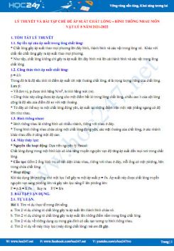 Lý thuyết và bài tập chủ đề áp suất chất lỏng, bình thông nhau môn Vật Lý 8 năm 2021-2022