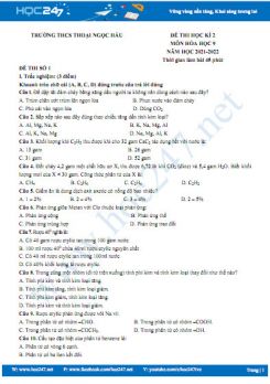 Bộ 5 đề thi HK2 môn Hóa học 9 năm 2021-2022 có đáp án Trường THCS Thoại Ngọc Hầu