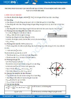 Phương pháp giải bài tập chuyên đề đại cương về dao động điều hòa môn Vật Lý 12 năm 2021-2022
