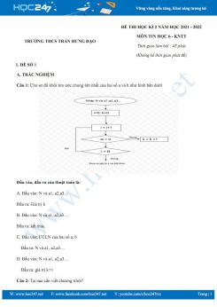 Bộ 3 đề thi HK2 môn Tin học 6 Kết nối tri thức năm 2021-2022 Trường THCS Trần Hưng Đạo có đáp án