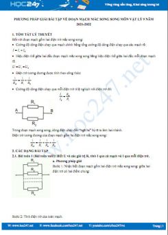 Phương pháp giải bài tập về đoạn mạch mắc song song môn Vật Lý 9 năm 2021-2022