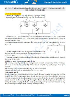 Lý thuyết và phương pháp giải các bài toán cơ bản về đoạn mạch nối tiếp môn Vật Lý 9