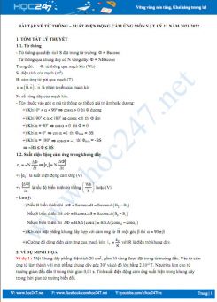Bài tập về từ thông, suất điện động cảm ứng môn Vật Lý 11 năm 2021-2022