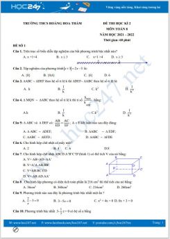 Bộ 5 đề thi HK2 môn Toán 8 năm 2021-2022 có đáp án Trường THCS Hoàng Hoa Thám