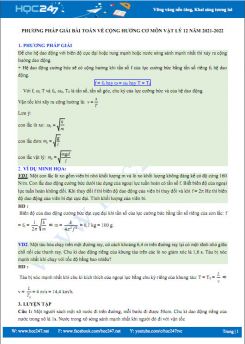 Phương pháp giải bài toán về cộng hưởng cơ môn Vật Lý 12 năm 2021-2022