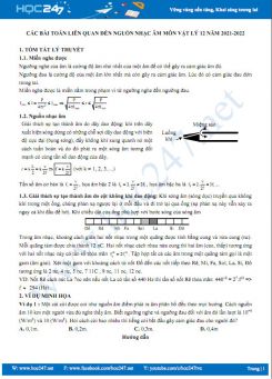 Các bài toán liên quan đến nguồn nhạc âm môn Vật Lý 12 năm 2021-2022