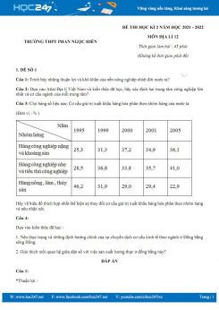 Bộ 5 đề thi HK2 môn Địa Lí 12 năm 2021-2022 - Trường THPT Phan Ngọc Hiển có đáp án
