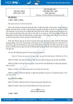 Bộ 3 đề thi HK2 môn Ngữ văn 9 có đáp án năm 2021-2022 trường THCS Phan Huy Chú