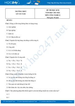 Bộ 3 Đề thi HK2 môn Công Nghệ 11 năm 2021-2022 Trường THPT Lê Văn Tám có đáp án