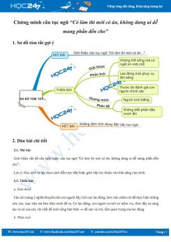 Chứng minh câu tục ngữ “Có làm thì mới có ăn, không dưng ai dễ mang phần đến cho”