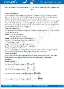 Phương pháp giải bài toán tính vận tốc trung bình môn Vật Lý 8 năm 2021-2022