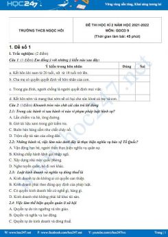 Bộ 5 đề thi HK2 môn GDCD 9 có đáp án năm 2021-2022 Trường THCS Ngọc Hồi