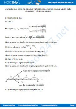 Các điểm dao động cực đại, cực tiểu đồng thời cùng pha, ngược pha với nguồn trên AB môn Vật Lý 12