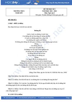 Bộ 3 đề thi HK2 môn Ngữ văn 8 có đáp án năm 2021-2022 trường THCS Nghi Sơn