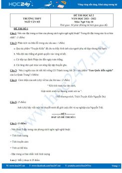 Bộ 3 đề thi HK2 môn Ngữ văn 10 có đáp án năm 2021-2022 trường THPT Ngô Văn Sở