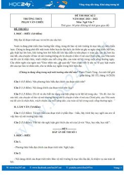 Bộ 3 đề thi HK2 môn Ngữ văn 7 có đáp án năm 2021-2022 trường THCS Phạm Văn Chiêu