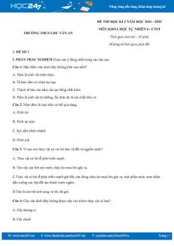 Bộ 5 đề thi HK2 môn Khoa học tự nhiên 6 Chân trời sáng tạo năm 2021-2022 Trường THCS Chu Văn An