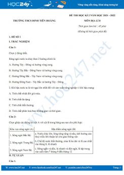 Bộ 5 đề thi HK2 môn Địa Lí 8 năm 2021-2022 -Trường THCS Đinh Tiên Hoàng có đáp án