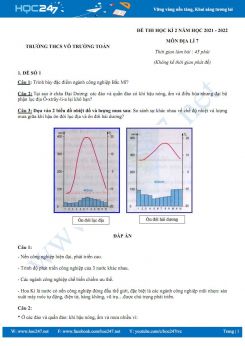 Bộ 5 đề thi HK2 môn Địa Lí 7 năm 2021-2022 -Trường THCS Võ Trường Toản có đáp án