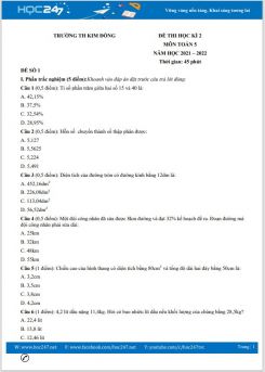 Bộ 5 đề thi HK2 môn Toán 5 năm 2021-2022 có đáp án Trường TH Kim Đồng