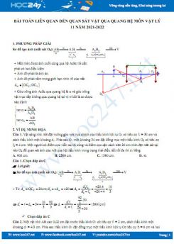 Bài toán liên quan đến quan sát vật qua quang hệ môn Vật Lý 11 năm 2021-2022