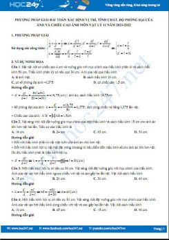 Phương pháp giải bài toán xác định vị trí, tính chất, độ phóng đại của ảnh và chiều cao ảnh môn Vật Lý 11