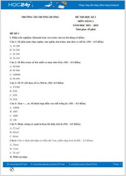 Bộ 5 đề thi HK2 môn Toán 3 năm 2021-2022 có đáp án Trường TH Chương Dương