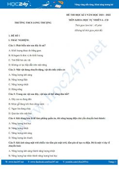 Bộ 5 đề thi HK2 môn Khoa học tự nhiên 6 Cánh diều năm 2021-2022 Trường THCS Long Thượng