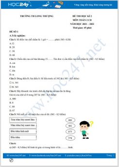 Bộ 5 đề thi HK2 môn Toán 2 CD năm 2021-2022 có đáp án Trường TH Long Thượng