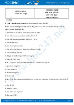 Bộ 5 Đề thi HK2 môn Sinh Học 8 năm 2021-2022 Trường THCS Lý Thường Kiệt có đáp án