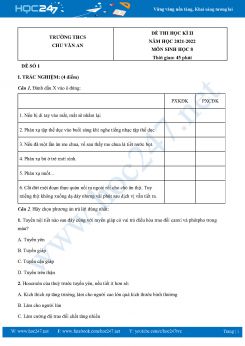 Bộ 5 Đề thi HK2 môn Sinh Học 8 năm 2021-2022 Trường THCS Chu Văn An có đáp án