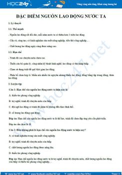 Tổng ôn Các đặc điểm về nguồn lao động nước ta Địa lí 12