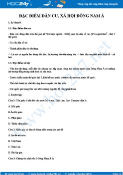 Kiến thức trọng tâm về Đặc điểm dân cư, xã hội Đông Nam Á Địa lí 8