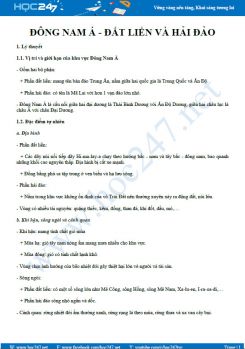 Tổng ôn lý thuyết Đông Nam Á phần đất liền và hải đảo Địa lí 8