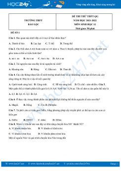 Bộ 5 Đề thi thử THPT QG môn Sinh Học 12 năm 2021-2022 Trường THPT Bảo Lộc có đáp án