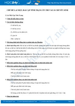 Lai một cặp tính trạng, hai cặp tính trạng ôn thi tuyển sinh vào lớp 10 chuyên môn Sinh học năm 2022