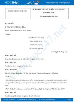 Bộ 5 đề thi thử vào lớp 10 môn Ngữ văn năm 2022-2023 có đáp án Trường THCS Nghi Sơn