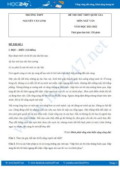 Bộ 5 đề thi thử THPT QG môn Ngữ văn năm 2021-2022 có đáp án trường THPT Nguyễn Văn Linh