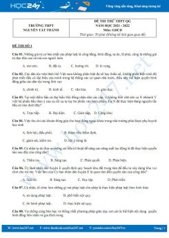 Bộ 5 đề thi thử THPT QG môn GDCD năm 2021-2022 trường THPT Nguyễn Tất Thành