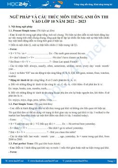 Ngữ pháp và cấu trúc Tiếng Anh ôn thi vào lớp 10 năm 2022 - 2023