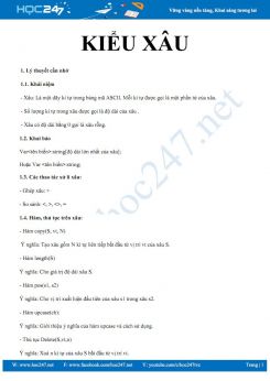 Lý thuyết và bài tập ôn tập về Kiểu xâu Tin học 11